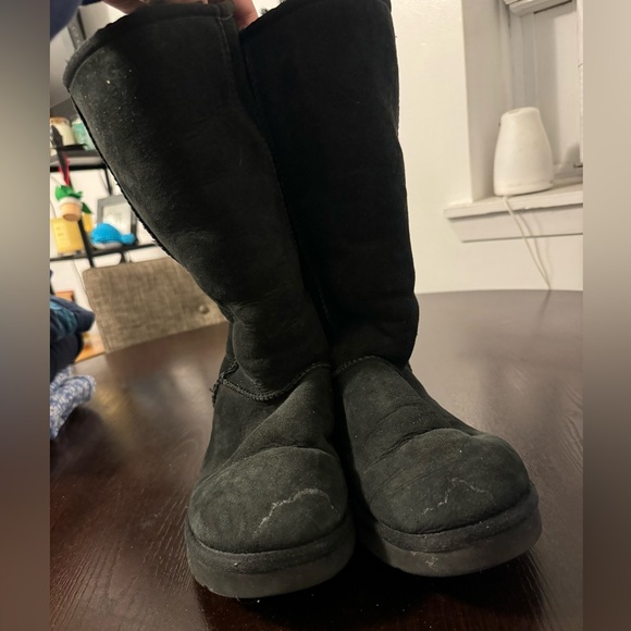 Tall Black Ugg Boots Used Size 10 - Picture 2 of 11